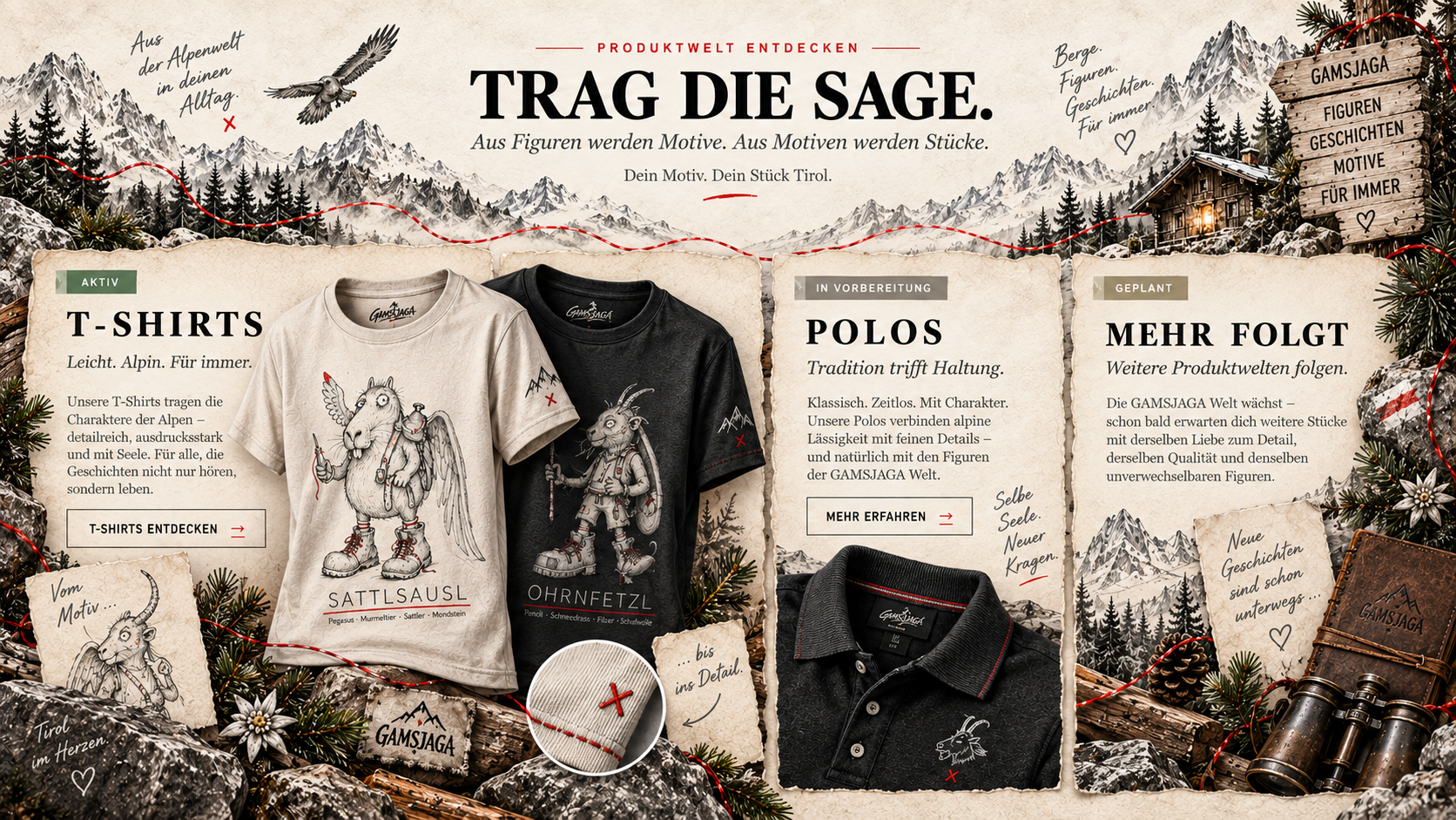 TRAG DIE SAGE – GAMSJAGA Produktwelt